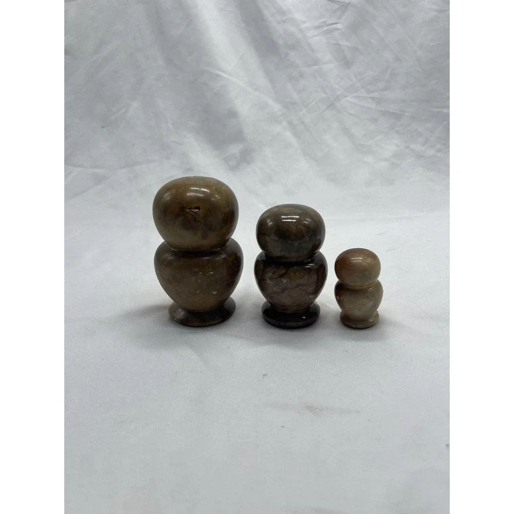 VTG hand carved alabaster owl family